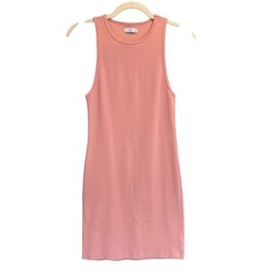 TNA Aritzia Cotton Rib Tank Dress Pink Medium Casual Athleisure Sporty Beach